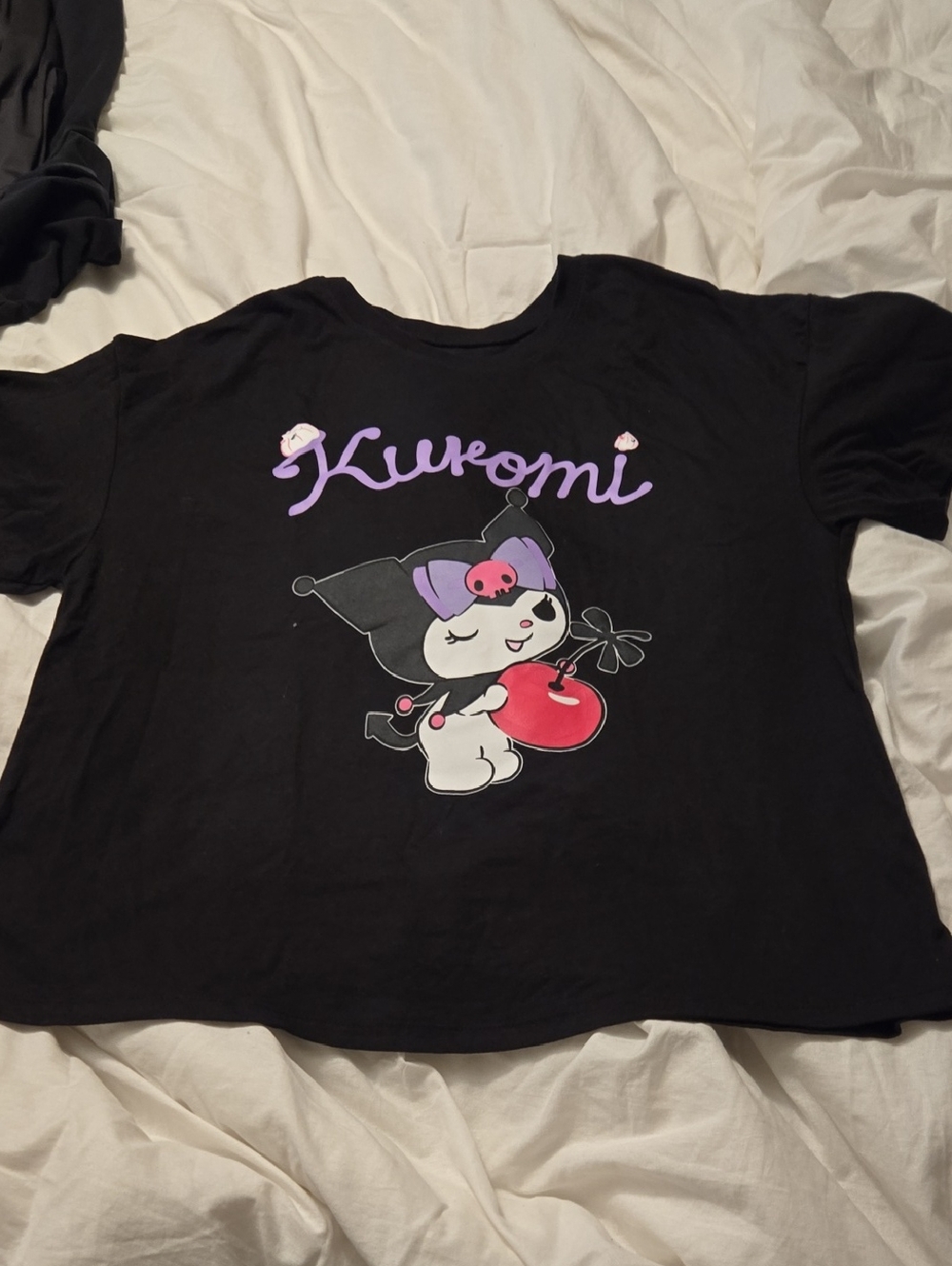 Hybrid Apparel Kuromi Graphic Tee in Black with Pink & Purple